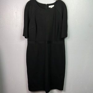 Christopher & Banks Short Sleeve Little Black Classic Sheath Midi Dress 14